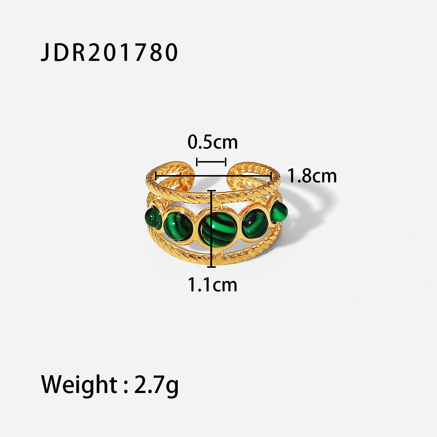 Damen Offenes Armband mit grünem Malachit-Design Shop Nory