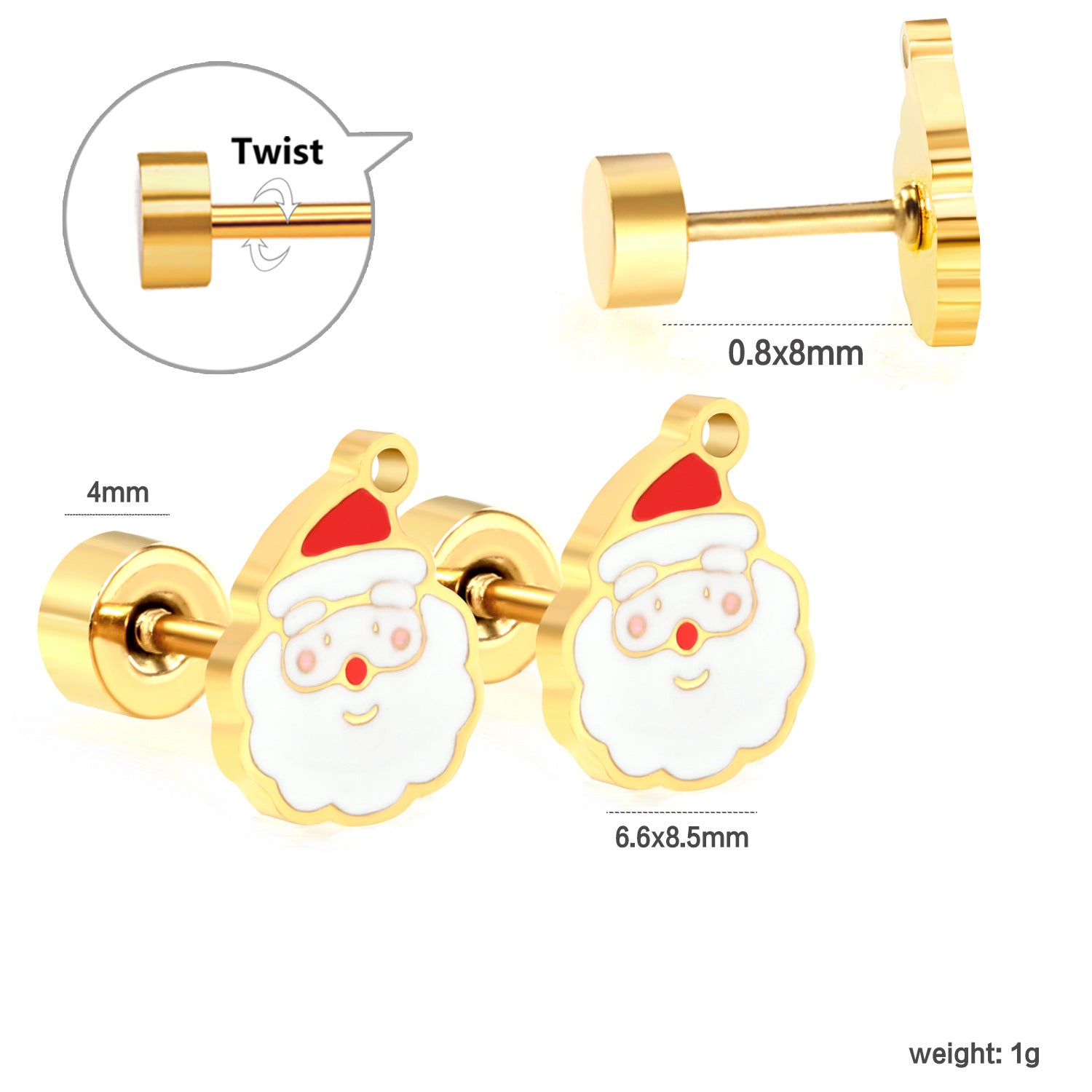 Damen Ohrstecker mit festlichem Weihnachtsmann-Design Shop Nory
