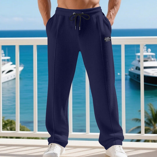 Herren Leichte Waffelstruktur-Loungehose mit elastischem Bund und Eingrifftaschen Shop Nory