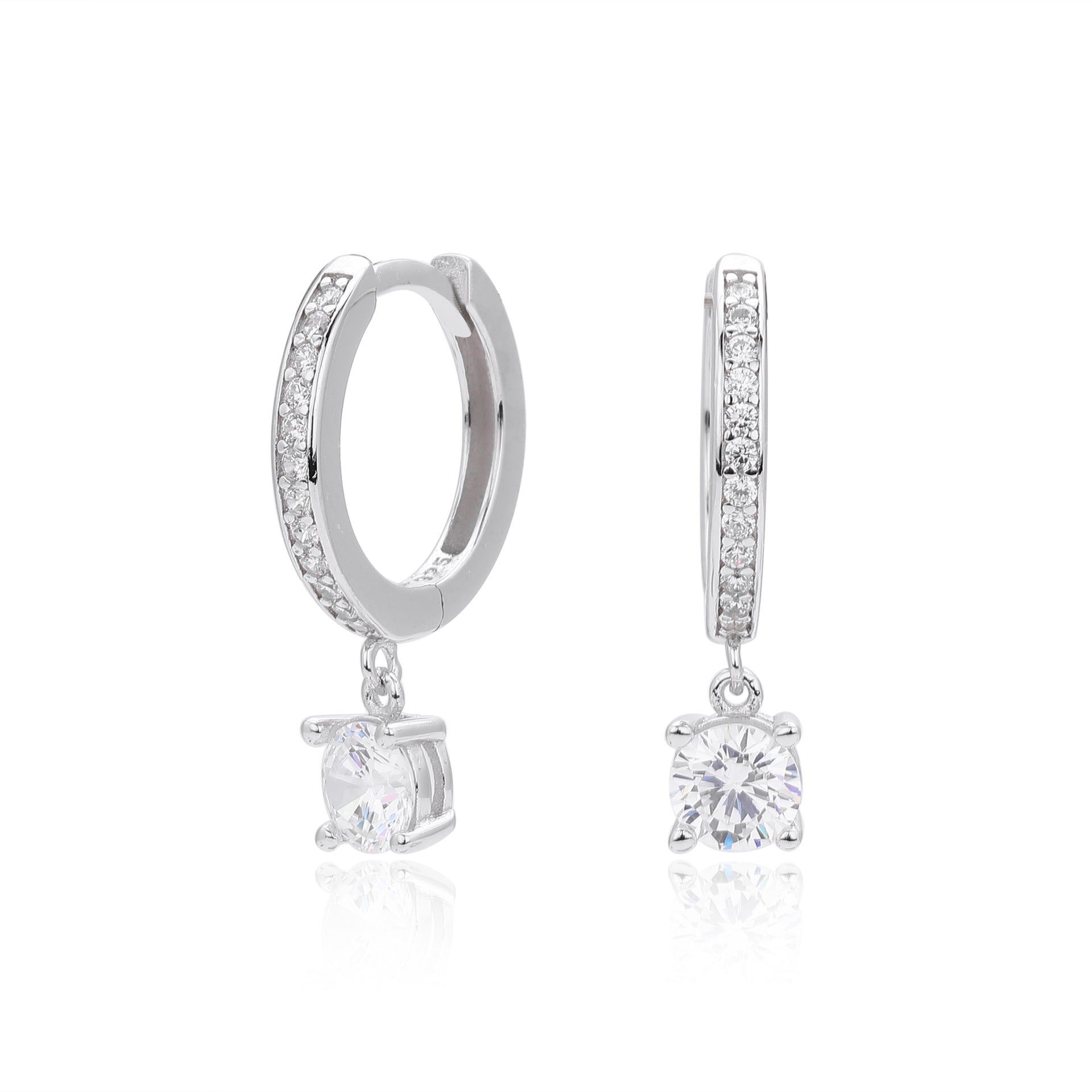 Damen Ohrhänger mit luxuriösen Zirkonia und samtig glänzender 925er Sterling Silberfassung Shop Nory