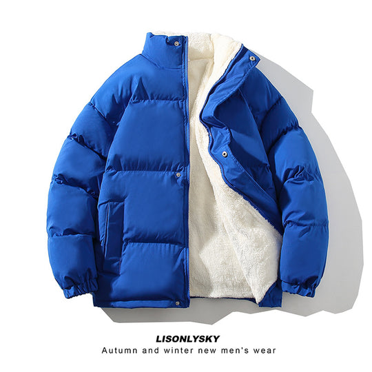 Herren gefütterte Winter-Steppjacke mit Teddyfutter, hohem Stehkragen und verdeckter Druckknopfleiste Shop Nory