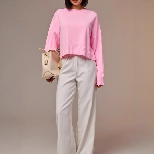 Damen Modischer Cropped Pullover mit weitem Schnitt