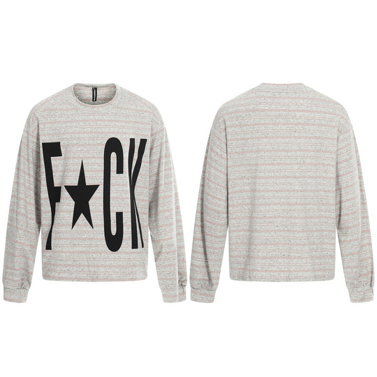 Damen Gestreiftes Oversize-Sweatshirt mit großflächigem Typo-Print und Rundhalsausschnitt Shop Nory