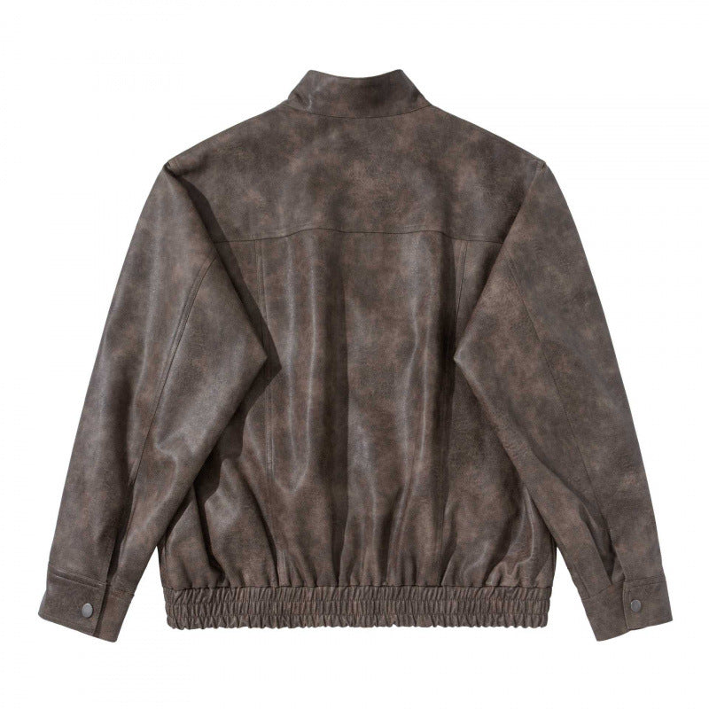 Herren Kurzblouson aus Veloursleder‑Optik mit Stehkragen, Raglanärmeln und elastischem Saum Shop Nory