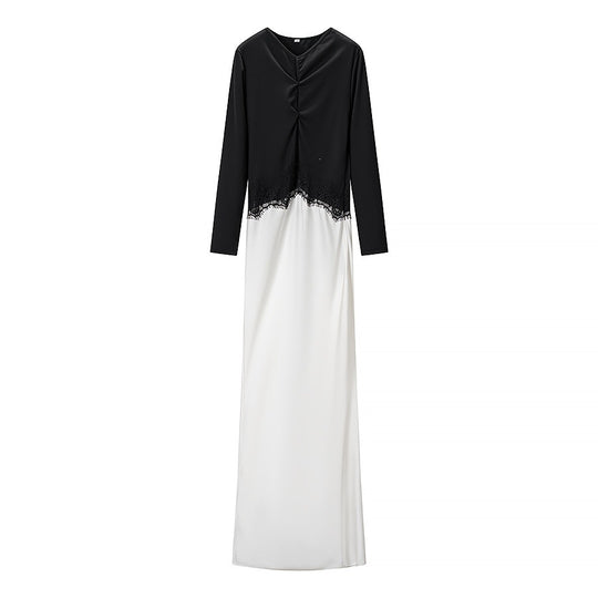 Damen Maxikleid mit Spitzeneinsatz, geraffter Vorderpartie und fließender Saum Shop Nory