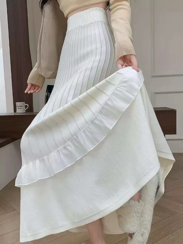 Damen Eleganter Maxi-Rock mit Volant und strukturiertem Design Shop Nory