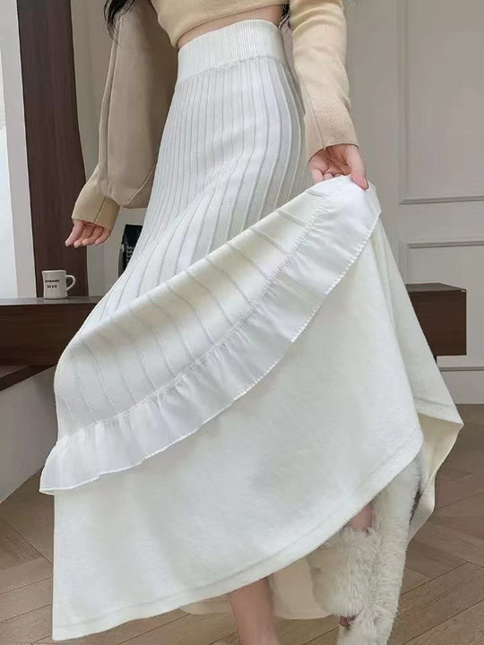 Damen Eleganter Maxi-Rock mit Volant und strukturiertem Design Shop Nory