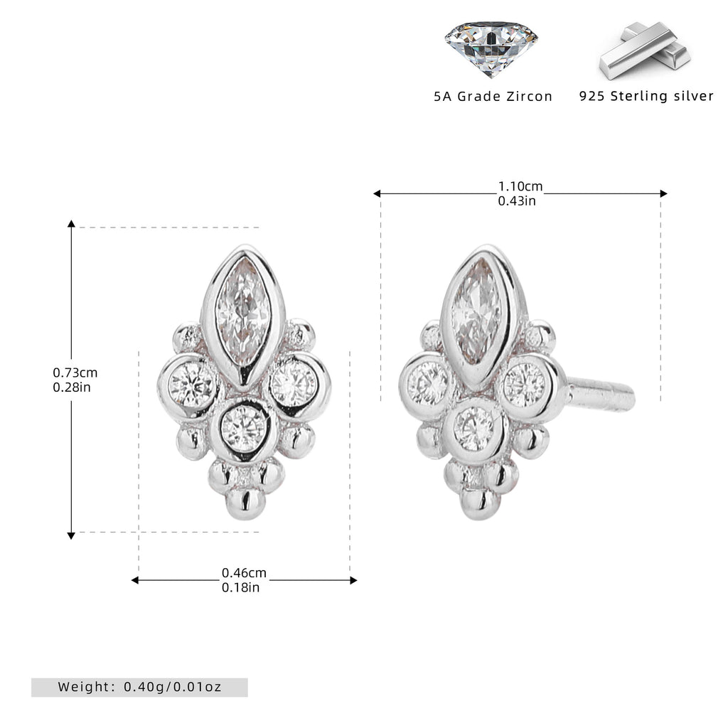 Damen Ohrstecker mit elegantem marquiseförmigem Design aus 925 Sterling Silber Shop Nory