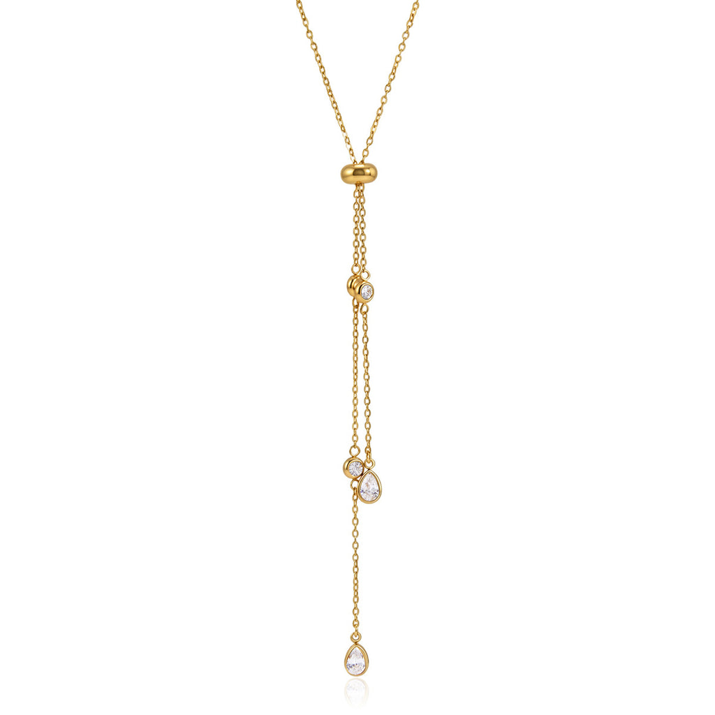 Damen Langes Kettencollier mit Tropfenanhängern und einstellbarem Verschluss Shop Nory