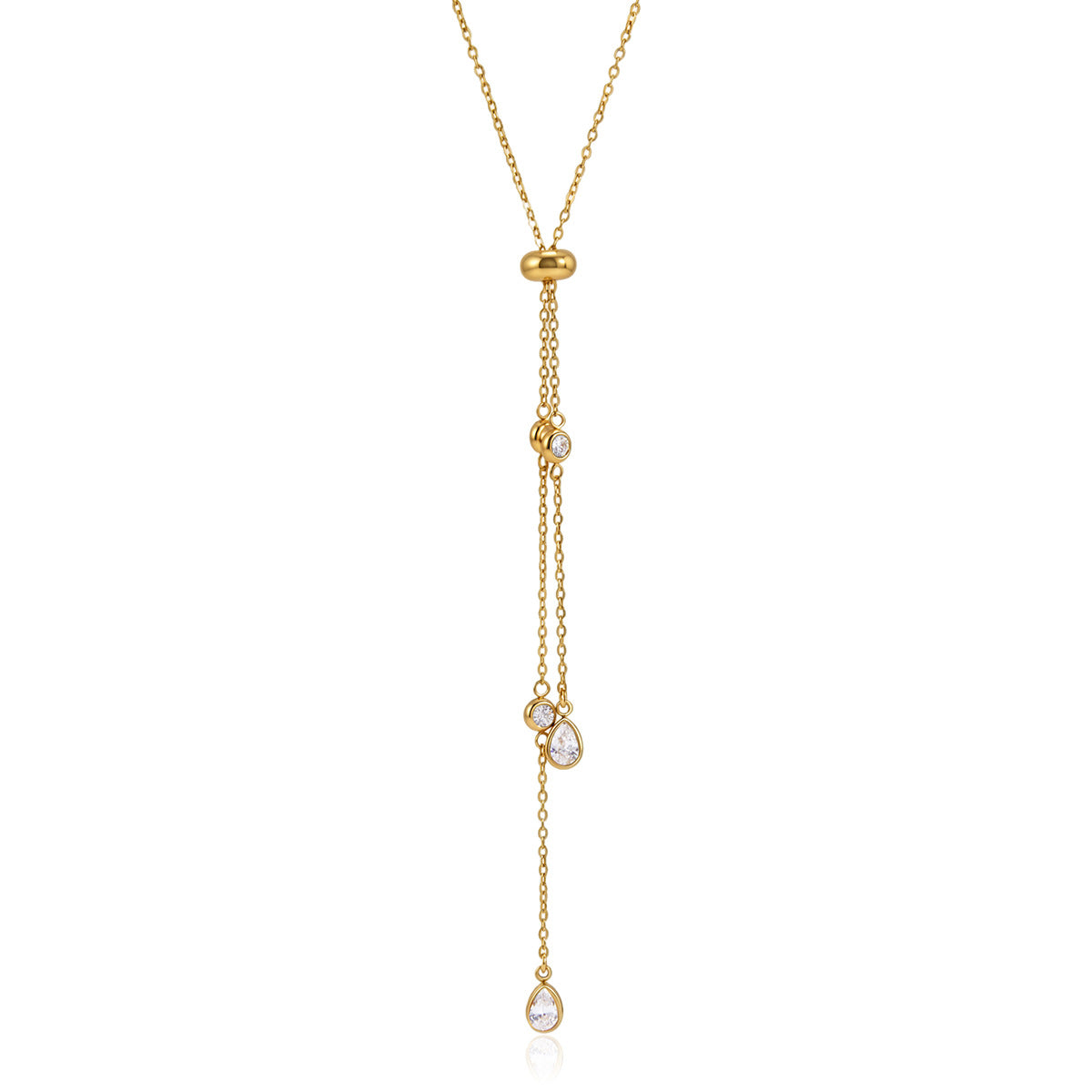Damen Langes Kettencollier mit Tropfenanhängern und einstellbarem Verschluss Shop Nory