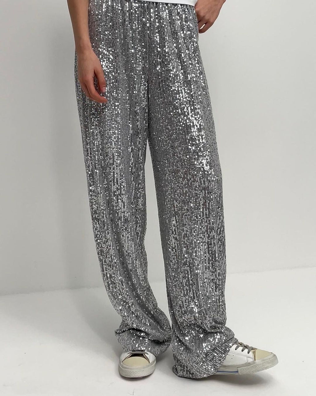Damen Glitzernde Palazzo-Hose