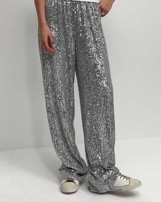 Damen Glitzernde Palazzo-Hose