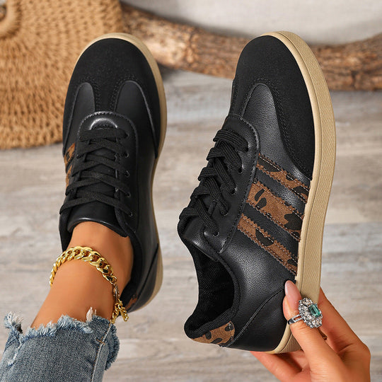 Damen Sneakers im trendigen Design mit Leopardenmuster und komfortablem Fußbett
