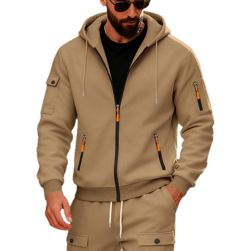 Herren sportlicher Kapuzenpullover mit modischen Schnellverschlüssen und praktischen Taschen