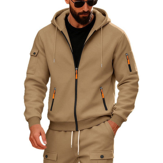 Herren sportlicher Kapuzenpullover mit modischen Schnellverschlüssen und praktischen Taschen