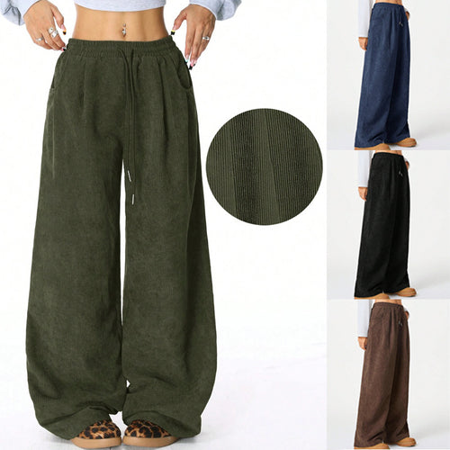Damen Weite-Hosen Hohe Taille Corduroy Lounge Pants Shop Nory