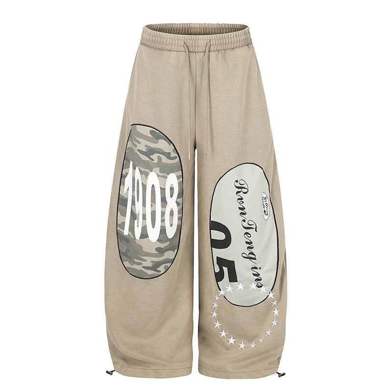 Damen Locker geschnittene Jogginghose mit Camouflage‑Patches und Kordelzug Shop Nory