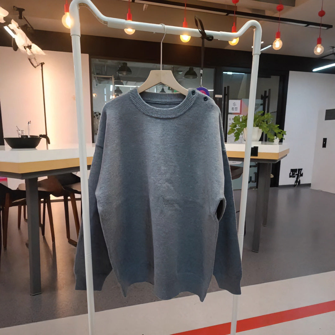 Unisex Oversized Strickpullover mit Destroy-Details und Rundhalsausschnitt Shop Nory