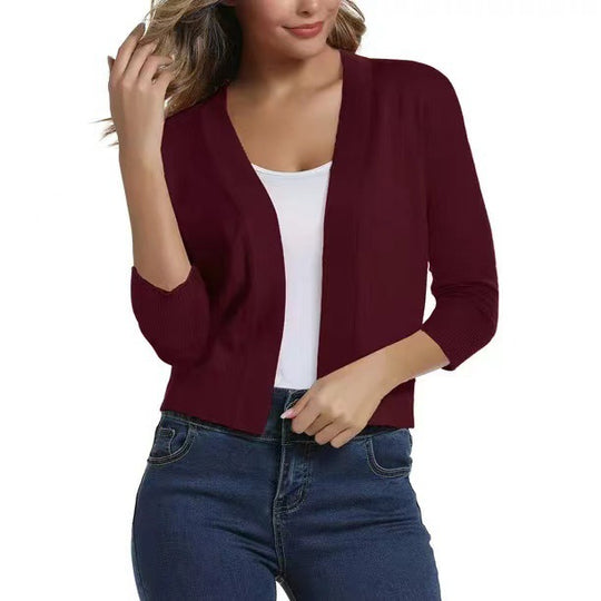 Damen nan offener Kurzcardigan mit dreiviertelärmeln und elastischem Saum Shop Nory