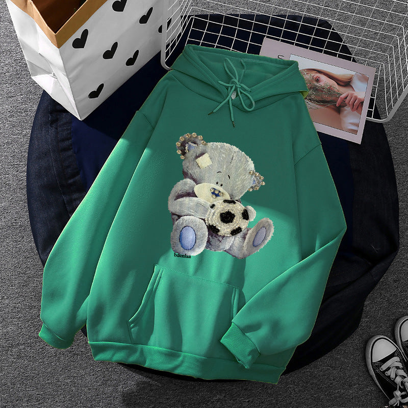 Damen nan kuscheliger Kapuzenpullover mit Teddy-Applikation, weichem Fleece-Futter und Kängurutasche Shop Nory