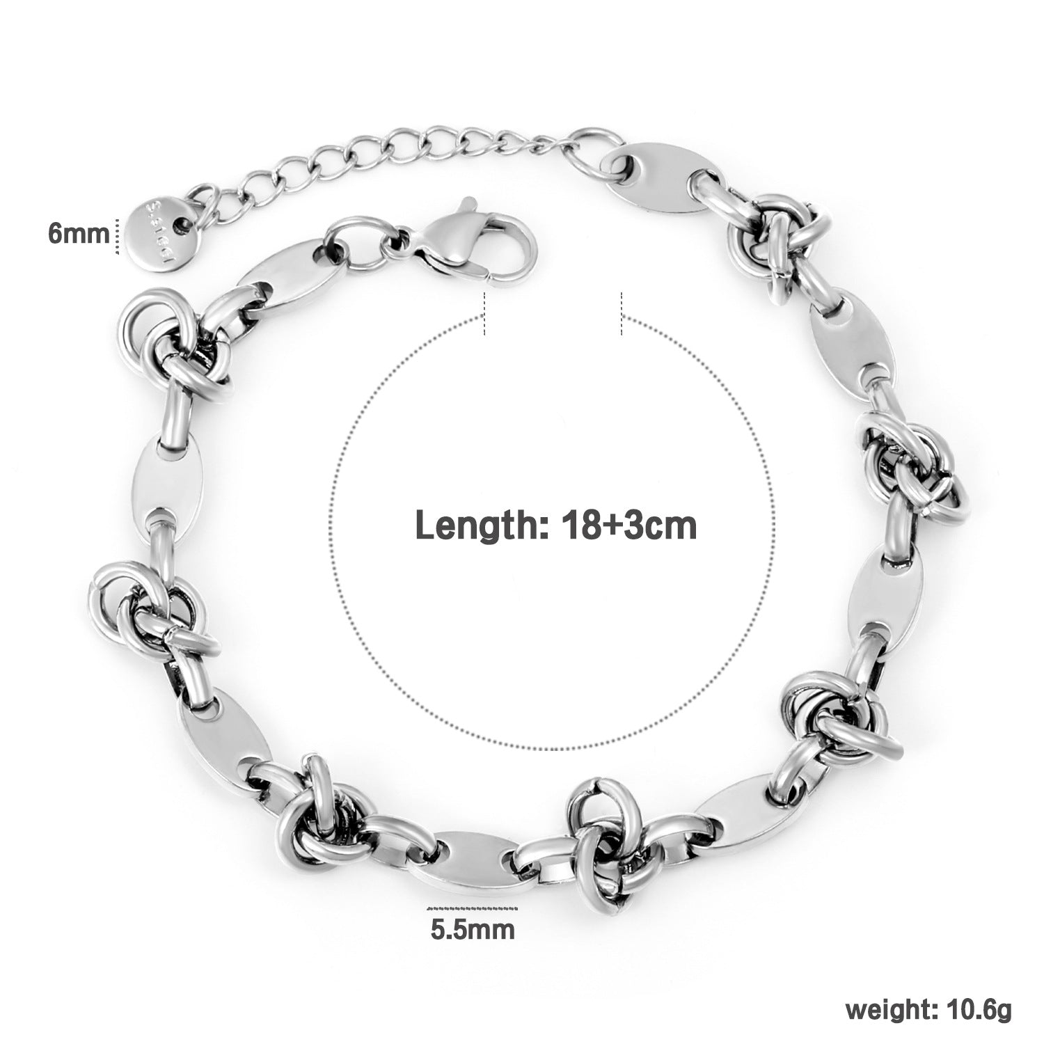 Damen hochwertiges Edelstahl-Armband mit geschwungenem Design und verstellbarer Länge Shop Nory