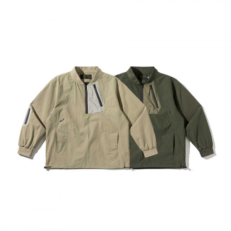 Unisex Leichtes Oversize-Anorak mit halbem Reißverschluss, Utility‑Taschen und Tunnelzugsaum Shop Nory