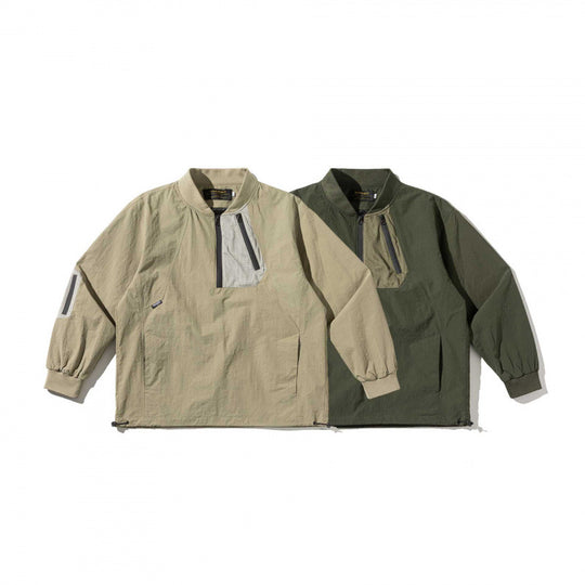 Unisex Leichtes Oversize-Anorak mit halbem Reißverschluss, Utility‑Taschen und Tunnelzugsaum Shop Nory