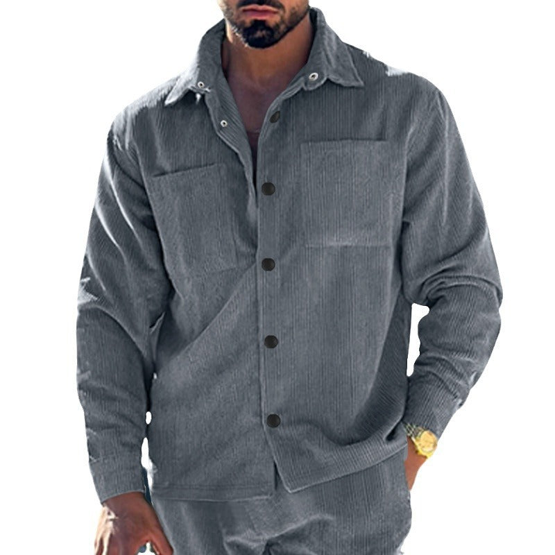 Herren Kord-Überhemd im Oversize-Look mit Brusttaschen und durchgehender Knopfleiste Shop Nory
