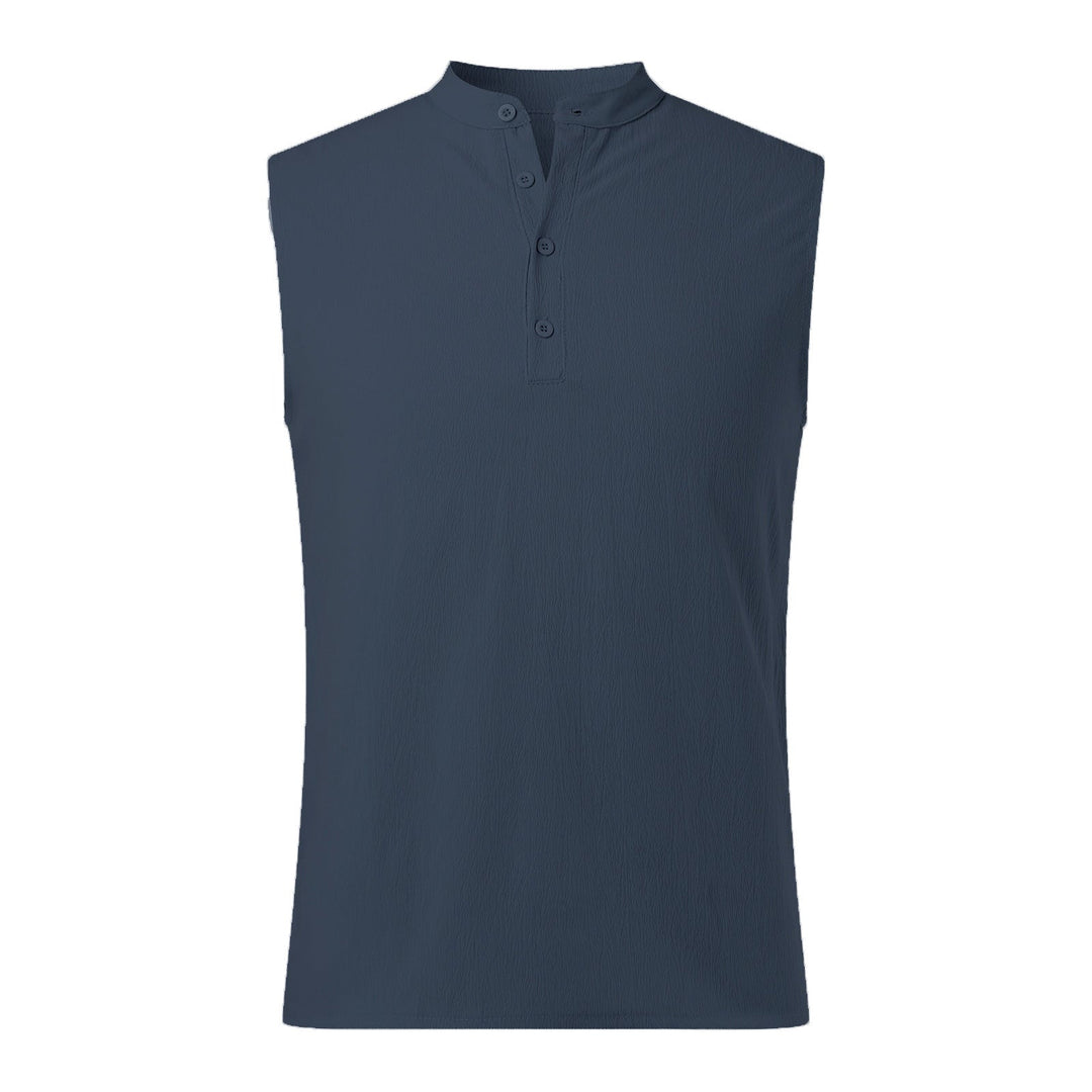 Herren Ärmelloses Henley-Shirt aus atmungsaktivem und leichtem Material