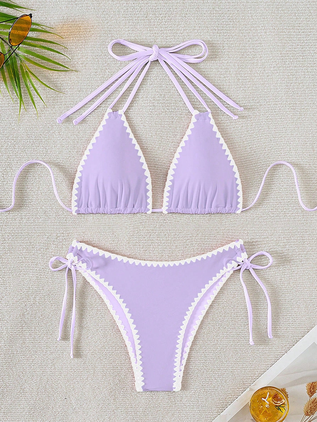 Damen Triangel-Bikini mit verspielten Kontrastnähten