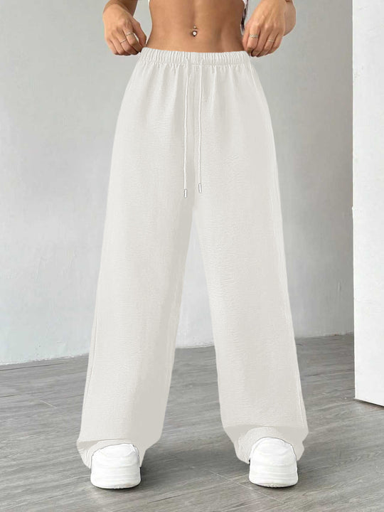 Damen Weite Lounge-Hose mit hohem Elastikbund und Kordelzug Shop Nory