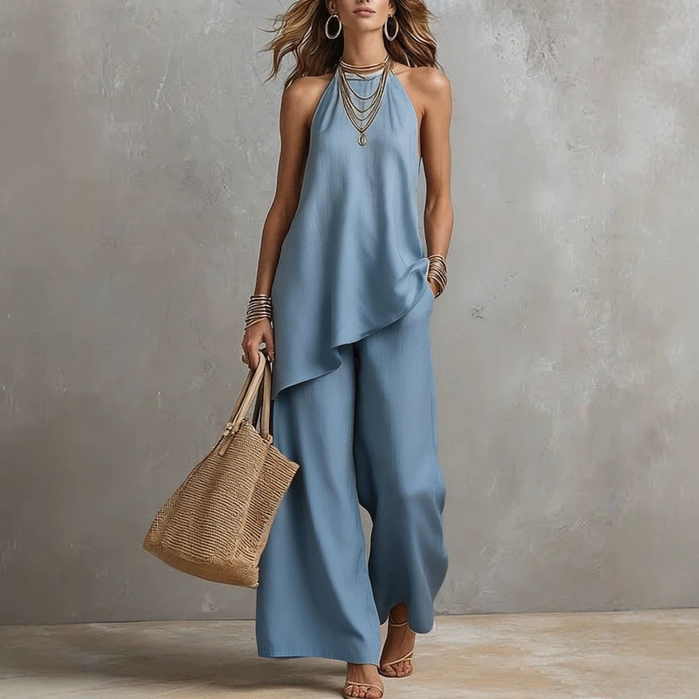 Damen luftiger Jumpsuit mit asymmetrischem Schnitt