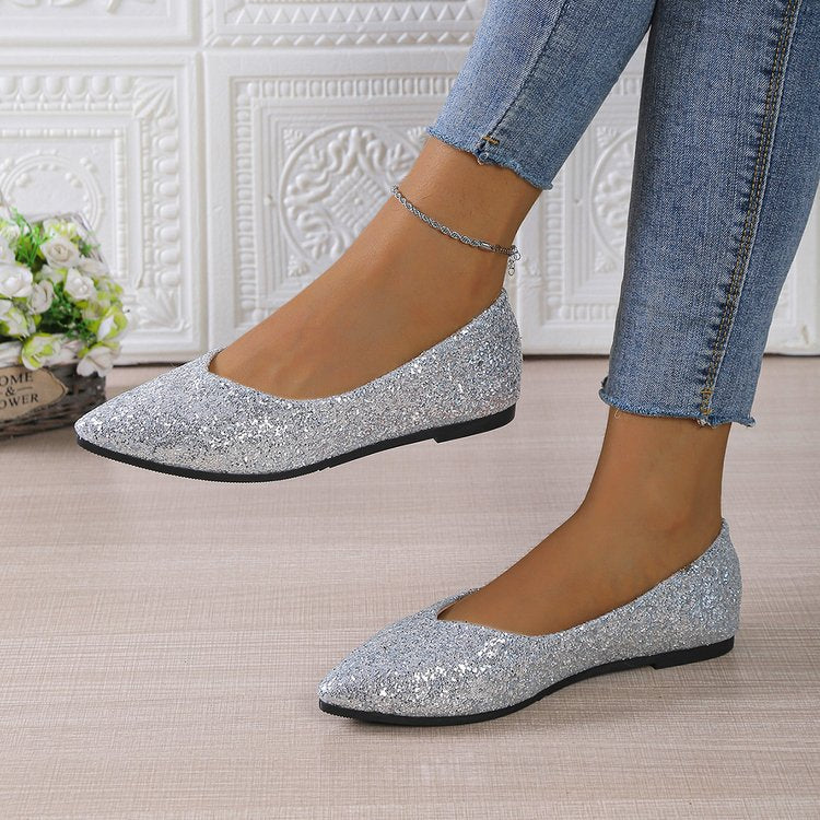 Damen Ballerinas mit funkelndem Glitzerdesign und elegantem spitzem Schnitt Shopnory