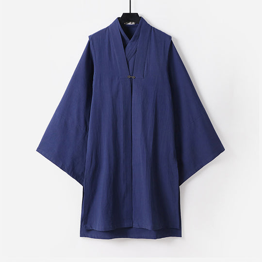 Unisex Asiatisch inspirierte Oversize-Kimono-Jacke mit Trompetenärmeln und kleinem Knebelverschluss Shop Nory