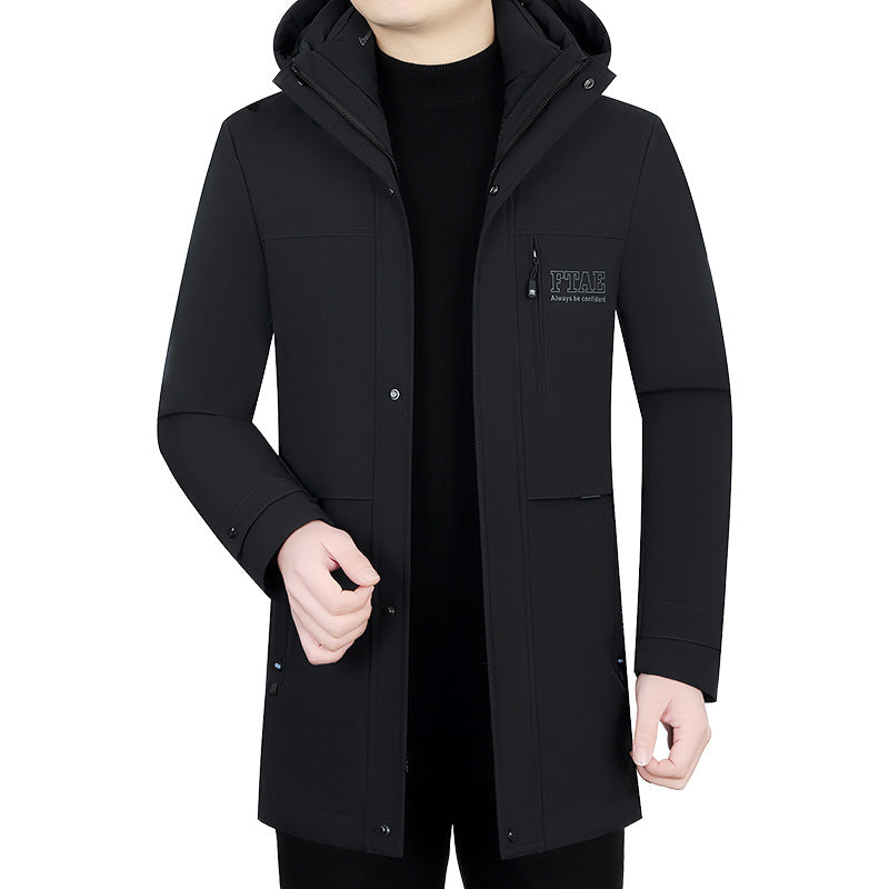 Herren Moderner wasserabweisender Longparka mit Kapuze und leichter Thermoisolierung Shop Nory