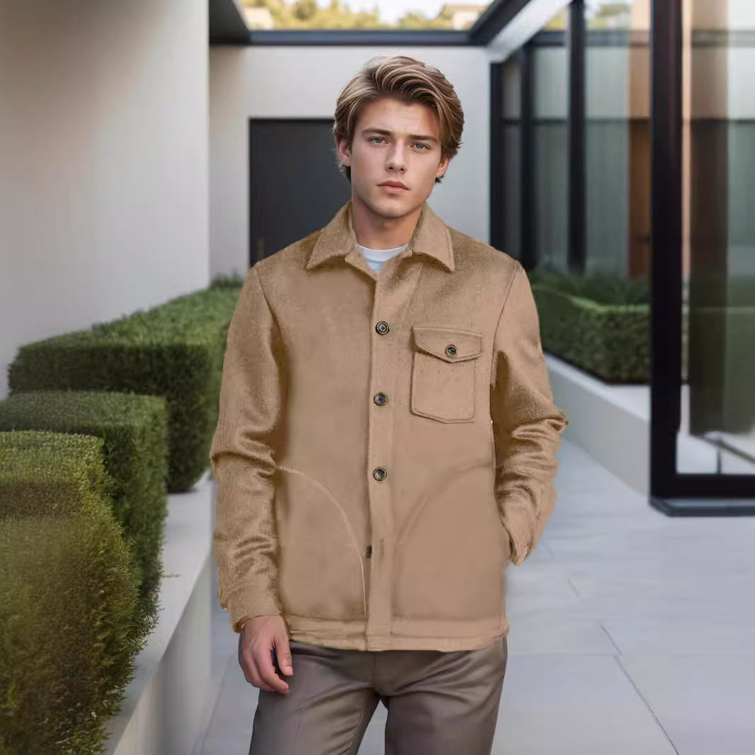 Herren Wollmix-Workerjacke mit Brusttasche und Hemdkragen Shop Nory