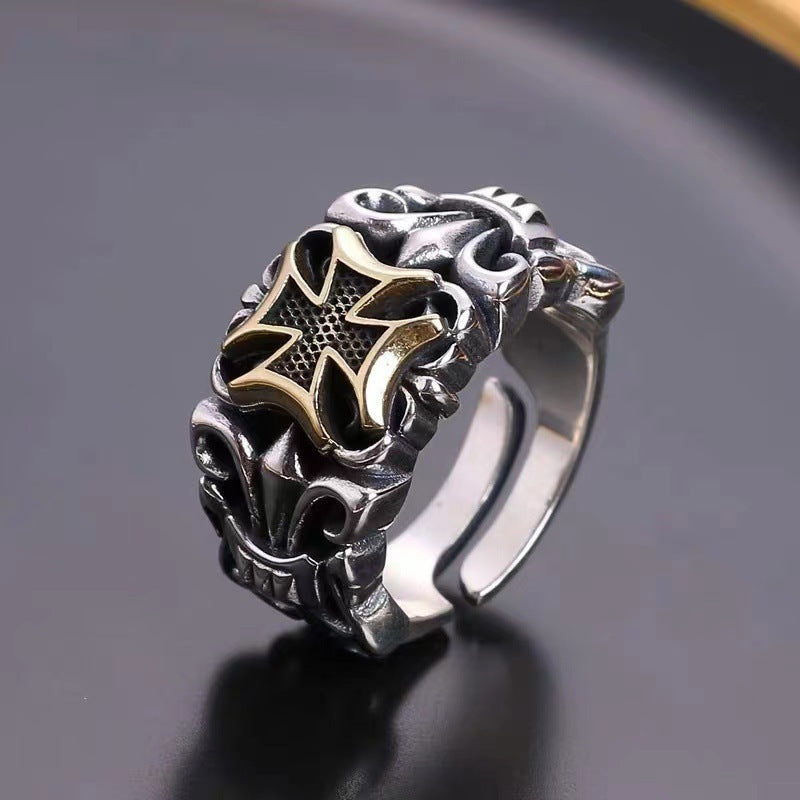 Herrenring mit kunstvollem Kreuzdesign Shop Nory