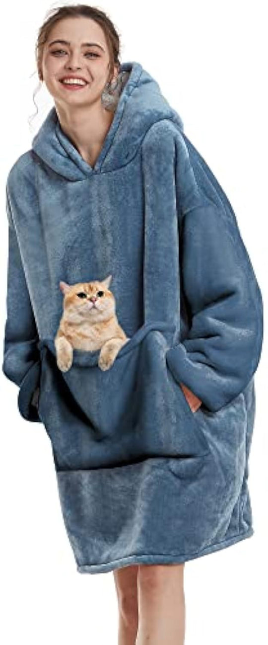 Damen Oversize Kapuzen-Kuscheldecke aus Mikrofaser mit Sherpa-Futter Shop Nory