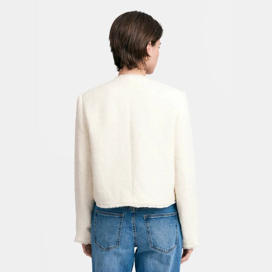Damen Kurzblazer aus Bouclé mit Perlmuttknöpfen Shop Nory