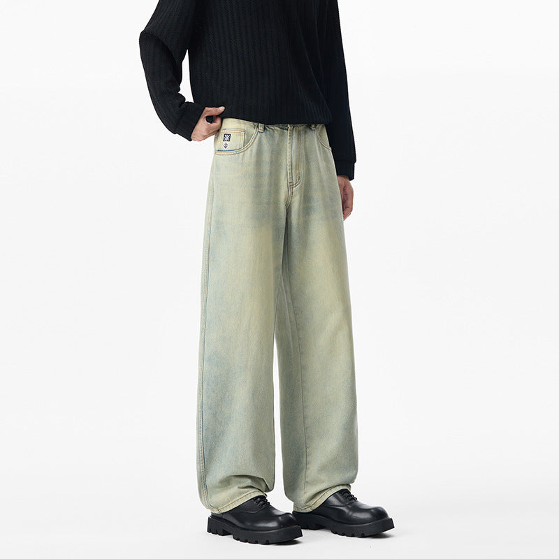 Herren Baggy-Jeans aus verwaschenem Ombre-Denim mit weitem Bein Shop Nory
