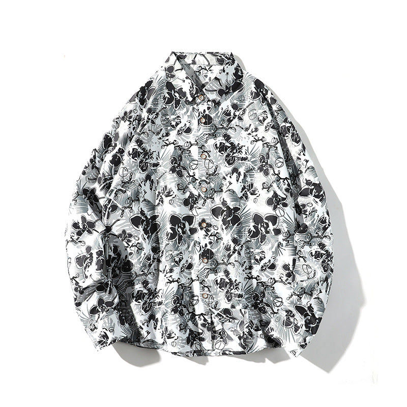 Herren Oversize-Knopfhemd mit grafischem Allover-Print und lockerem Relaxed-Schnitt Shop Nory