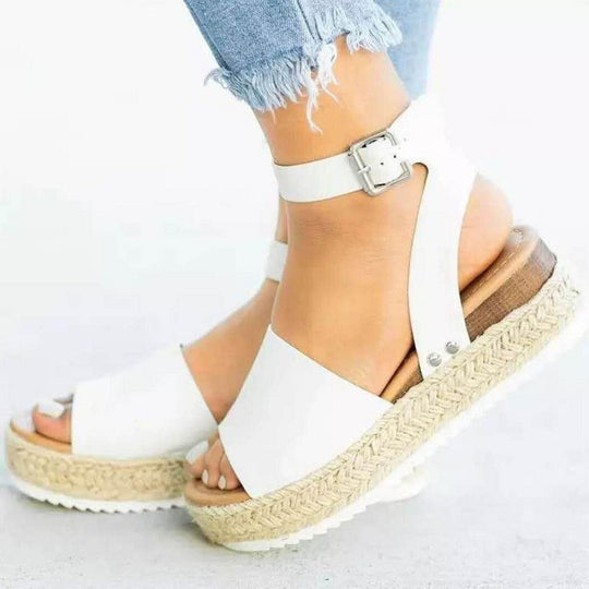 Damen Wedge-Sandalen mit elastischem Riemen und komfortablem Fußbett