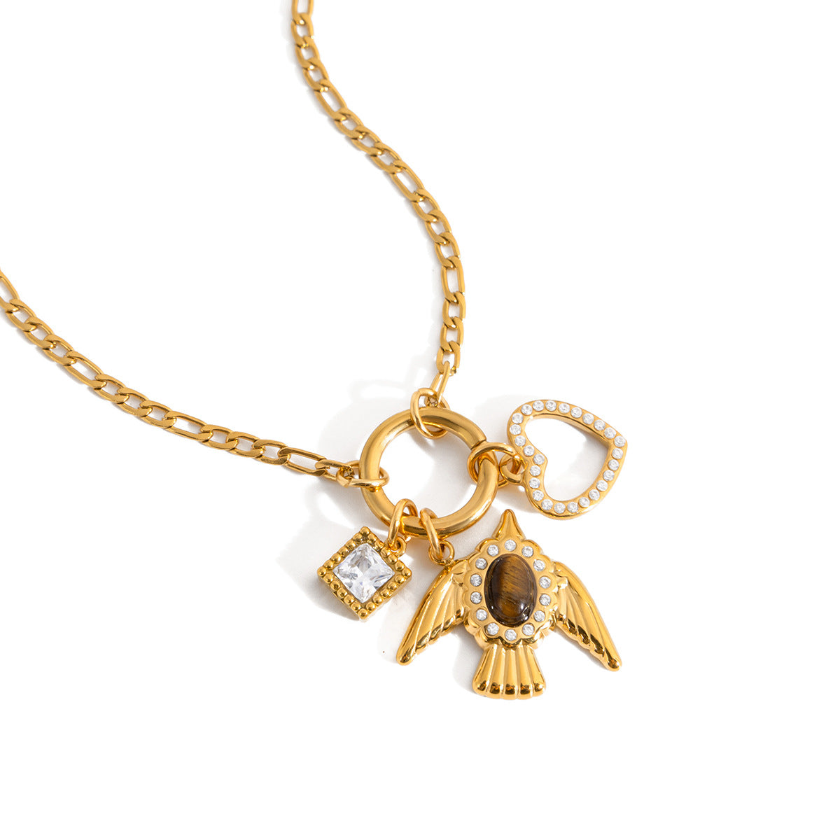 Damen Halskette mit einzigartigem Vogelanhänger und funkelnden Zirkonia-Details Shop Nory