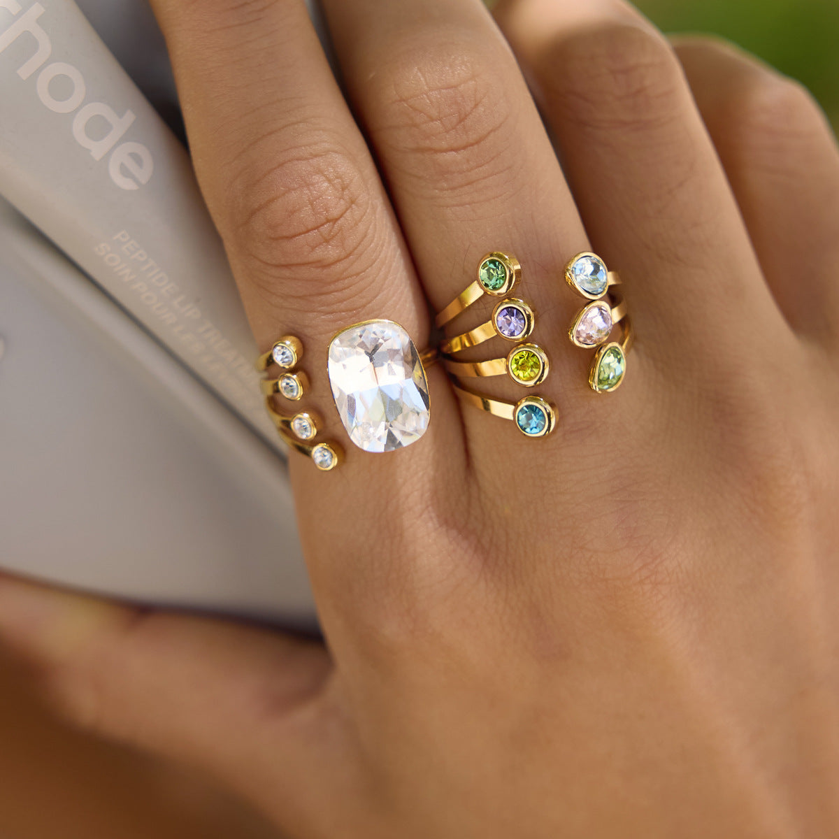 Damen Offener Ring mit funkelndem Kristallbesatz Shop Nory