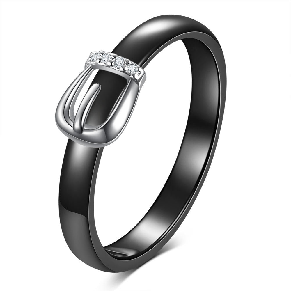 Damen Ring mit modernen Schnallen-Design und funkelnden Zirkonia Shop Nory