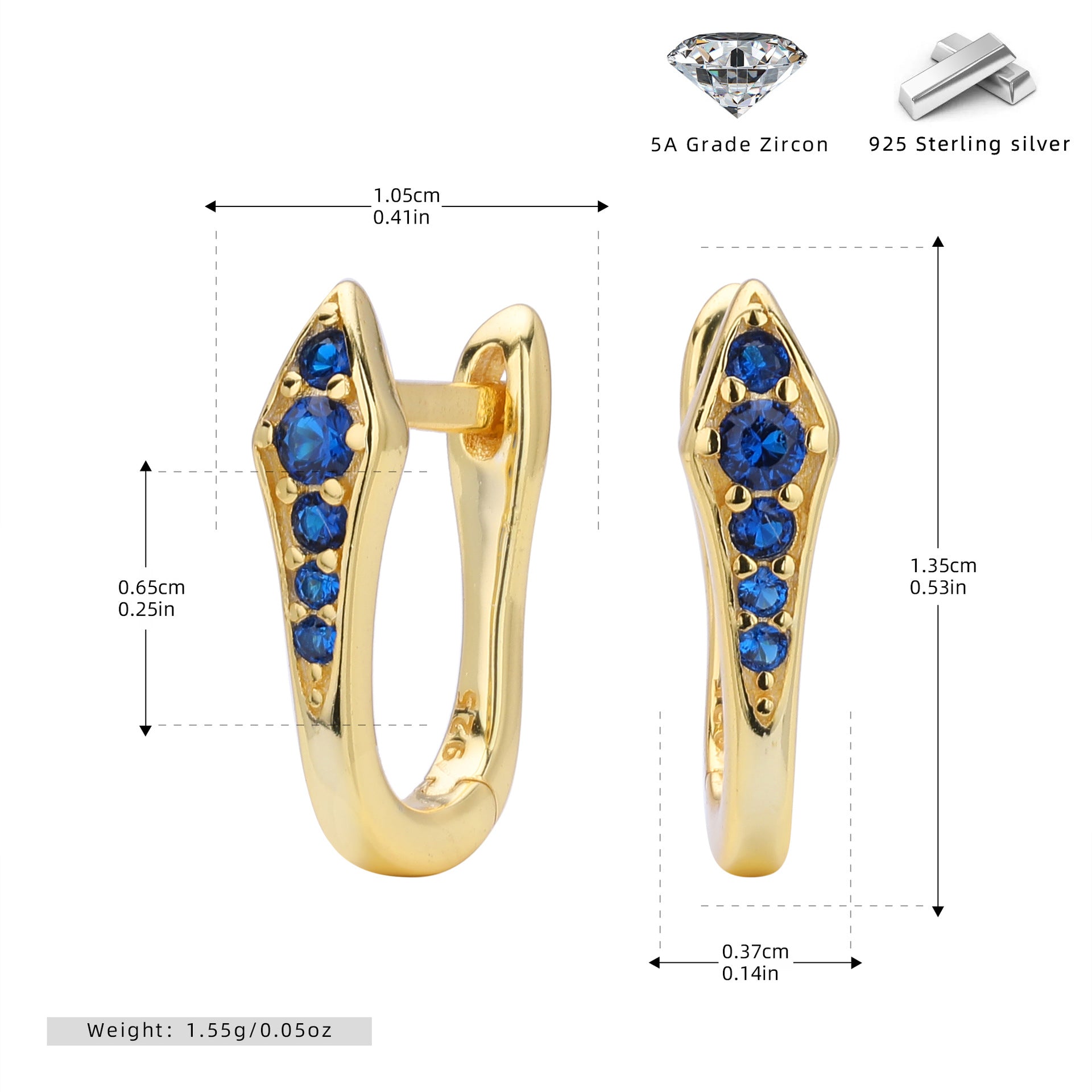 Damen Ohrstecker mit trendigem Design aus 925er Sterling Silber und funkelnden Zirkonia Shop Nory