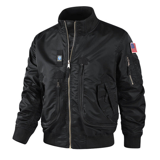 Herren bomberjacke mit hohem Kragen und multifunktionalen Taschen