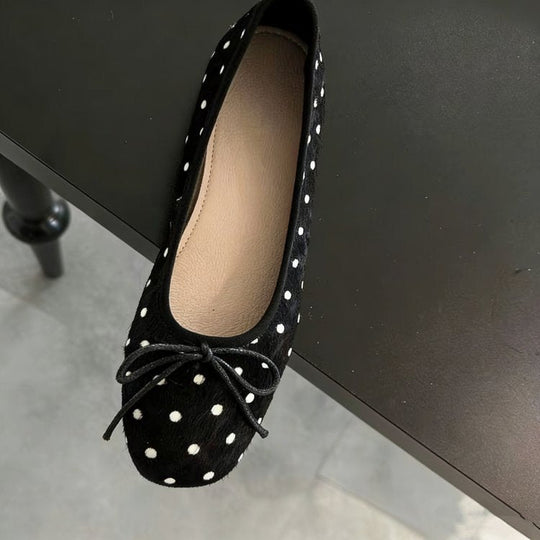 Damen Ballerinas mit dekorativer Schleife und modischem Punktemuster Shopnory