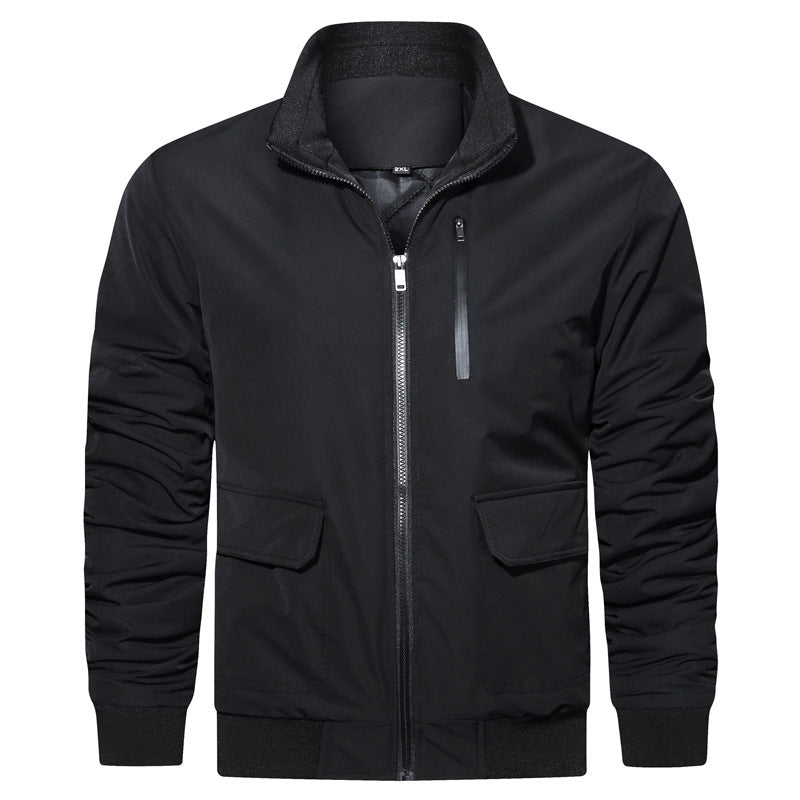 Herren leichter Utility-Bomberjacke mit geripptem Bund, Reißverschluss-Brusttasche und Pattentaschen Shop Nory