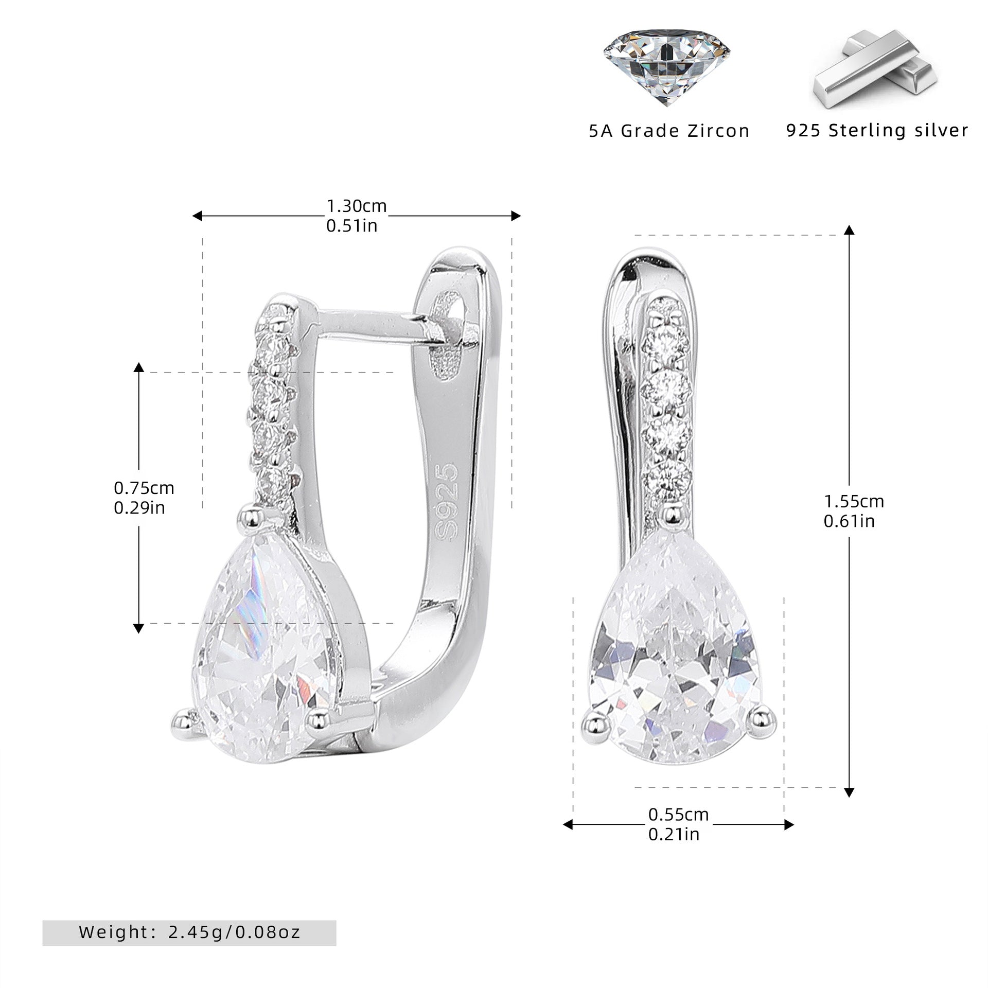 Damen Ohrhänger aus hochwertigem 925 Sterling Silber mit funkelnden Zirkonsteinen Shop Nory